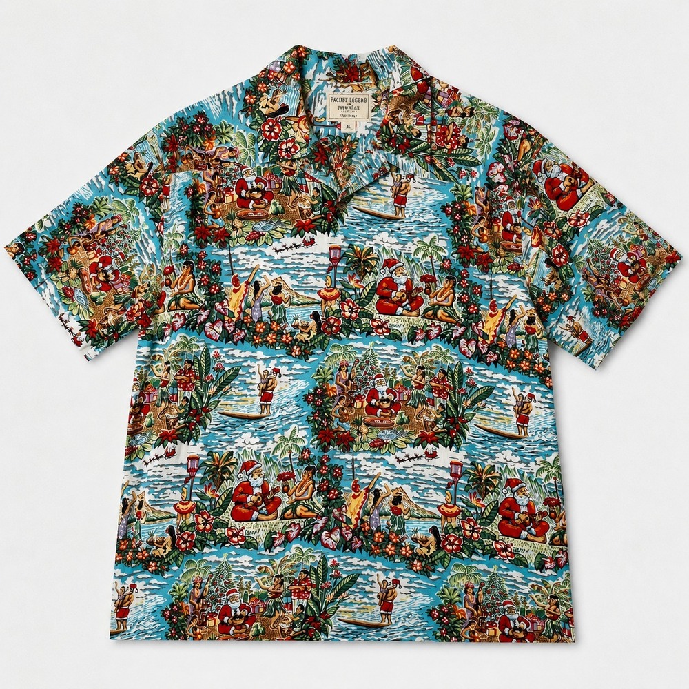 Reyn Spooner Mele Kalikimaka Christmas Hawaiian Shirt Mens 2XL Santa Aloha